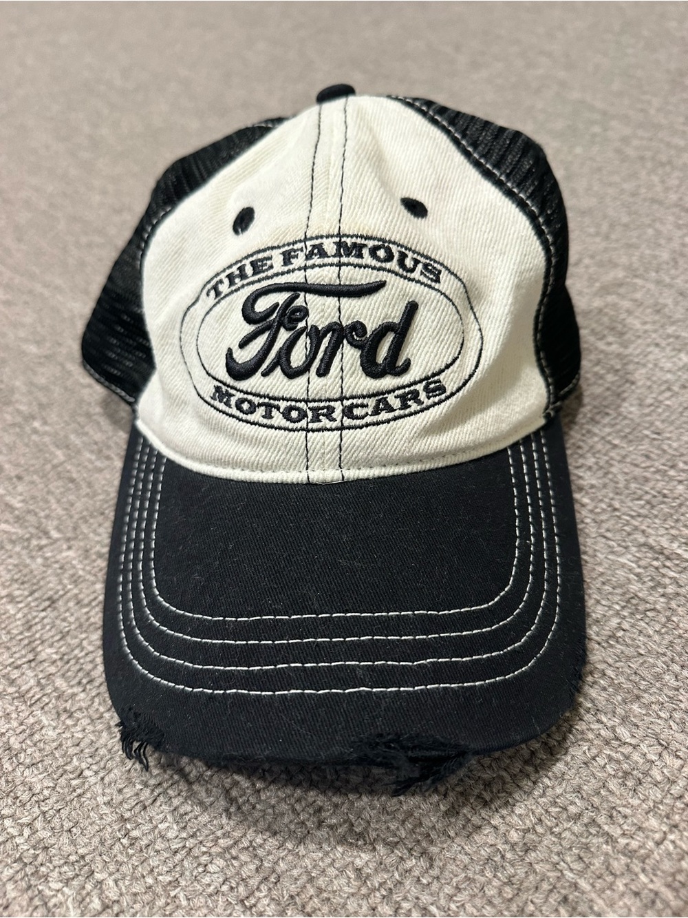 American Eagle Outfitters Two-Tone Black and White Ford Logo Trucker Hat